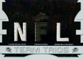 2008 Playoff Absolute Memorabilia - Team Trios Materials NFL #TTR-15 Laveranues Coles / Thomas Jones / Jerricho Cotchery Front