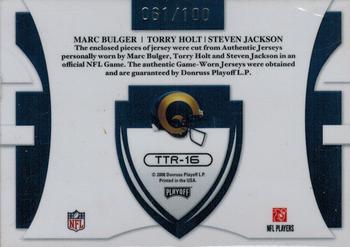 2008 Playoff Absolute Memorabilia - Team Trios Materials NFL #TTR-16 Marc Bulger / Torry Holt / Steven Jackson Back