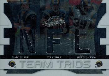 2008 Playoff Absolute Memorabilia - Team Trios Materials NFL #TTR-16 Marc Bulger / Torry Holt / Steven Jackson Front