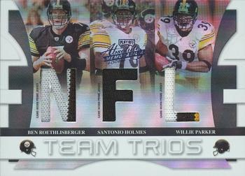 2008 Playoff Absolute Memorabilia - Team Trios Materials NFL Spectrum Prime #TTR-1 Ben Roethlisberger / Santonio Holmes / Willie Parker Front