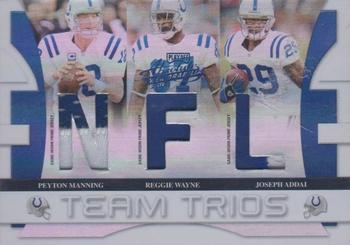 2008 Playoff Absolute Memorabilia - Team Trios Materials NFL Spectrum Prime #TTR-3 Peyton Manning / Reggie Wayne / Joseph Addai Front