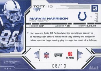 2008 Playoff Absolute Memorabilia - Tools of the Trade Black Spectrum #TOTT 10 Marvin Harrison Back