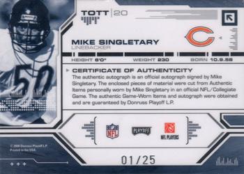 2008 Playoff Absolute Memorabilia - Tools of the Trade Double Material Autographs Black Spectrum #TOTT 20 Mike Singletary Back