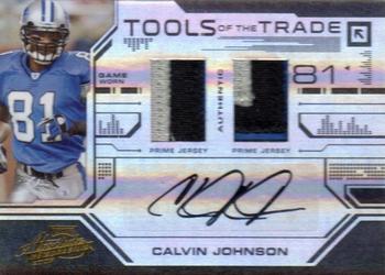 2008 Playoff Absolute Memorabilia - Tools of the Trade Double Material Autographs Black Spectrum #TOTT 53 Calvin Johnson Front