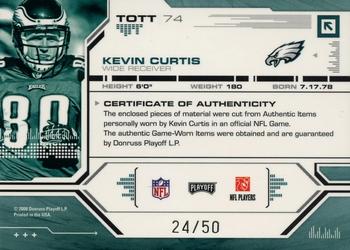 2008 Playoff Absolute Memorabilia - Tools of the Trade Double Material Black Spectrum #TOTT 74 Kevin Curtis Back