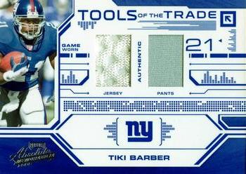 2008 Playoff Absolute Memorabilia - Tools of the Trade Double Material Blue #TOTT 24 Tiki Barber Front