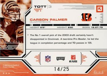2008 Playoff Absolute Memorabilia - Tools of the Trade Green Spectrum #TOTT 3 Carson Palmer Back