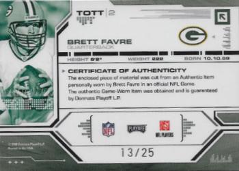 2008 Playoff Absolute Memorabilia - Tools of the Trade Material Oversize Jersey Number Blue #TOTT 2 Brett Favre Back