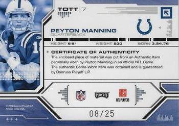 2008 Playoff Absolute Memorabilia - Tools of the Trade Material Oversize Jersey Number Blue #TOTT 7 Peyton Manning Back
