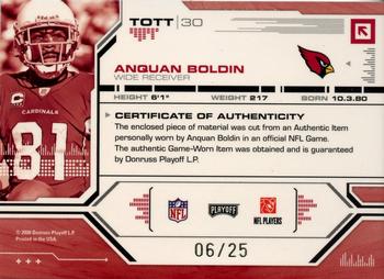 2008 Playoff Absolute Memorabilia - Tools of the Trade Material Oversize Jersey Number Blue #TOTT 30 Anquan Boldin Back