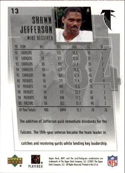 2001 Upper Deck MVP #13 Shawn Jefferson Back
