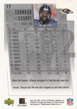 2001 Upper Deck MVP #17 Shannon Sharpe Back