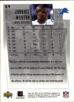 2001 Upper Deck MVP #89 Johnnie Morton Back