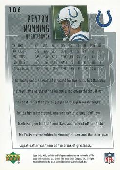 2001 Upper Deck MVP #106 Peyton Manning Back