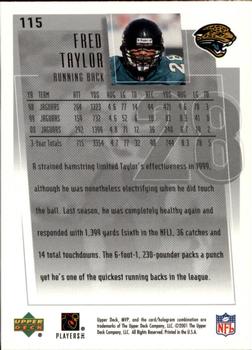 2001 Upper Deck MVP #115 Fred Taylor Back