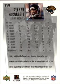 2001 Upper Deck MVP #118 Keenan McCardell Back