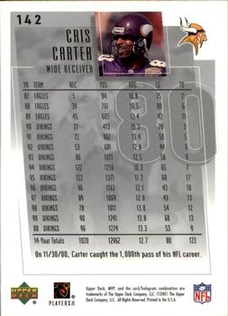 2001 Upper Deck MVP #142 Cris Carter Back
