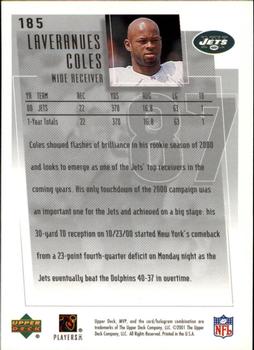 2001 Upper Deck MVP #185 Laveranues Coles Back