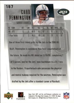2001 Upper Deck MVP #187 Chad Pennington Back