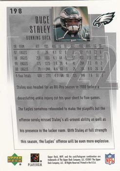 2001 Upper Deck MVP #198 Duce Staley Back