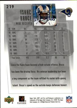2001 Upper Deck MVP #219 Isaac Bruce Back