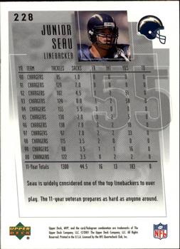 2001 Upper Deck MVP #228 Junior Seau Back
