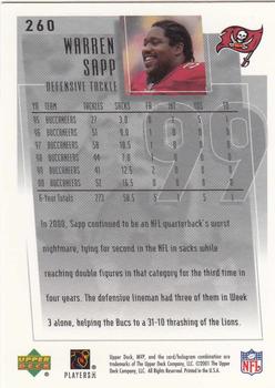 2001 Upper Deck MVP #260 Warren Sapp Back