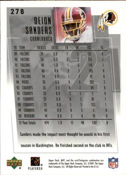 2001 Upper Deck MVP #278 Deion Sanders Back
