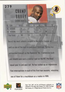 2001 Upper Deck MVP #279 Champ Bailey Back