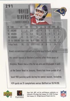 2001 Upper Deck MVP #291 David Rivers Back