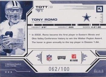 2008 Playoff Absolute Memorabilia - Tools of the Trade Red Spectrum #TOTT 9 Tony Romo Back