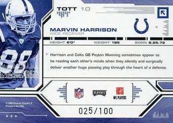 2008 Playoff Absolute Memorabilia - Tools of the Trade Red Spectrum #TOTT 10 Marvin Harrison Back