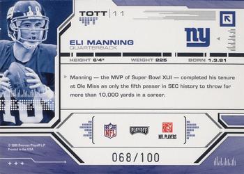 2008 Playoff Absolute Memorabilia - Tools of the Trade Red Spectrum #TOTT 11 Eli Manning Back