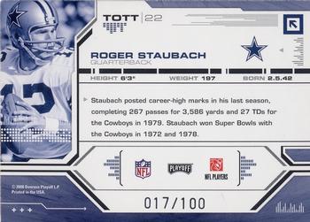 2008 Playoff Absolute Memorabilia - Tools of the Trade Red Spectrum #TOTT 22 Roger Staubach Back