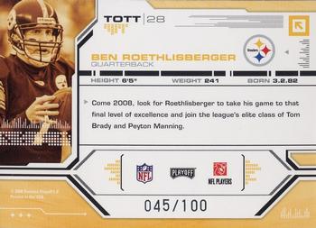 2008 Playoff Absolute Memorabilia - Tools of the Trade Red Spectrum #TOTT 28 Ben Roethlisberger Back