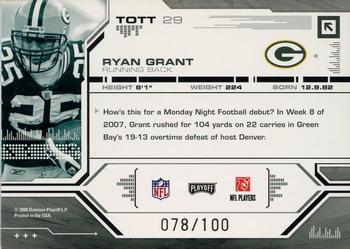 2008 Playoff Absolute Memorabilia - Tools of the Trade Red Spectrum #TOTT 29 Ryan Grant Back