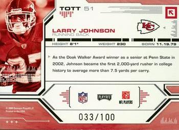 2008 Playoff Absolute Memorabilia - Tools of the Trade Red Spectrum #TOTT 51 Larry Johnson Back
