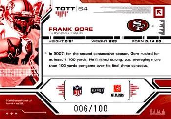 2008 Playoff Absolute Memorabilia - Tools of the Trade Red Spectrum #TOTT 64 Frank Gore Back