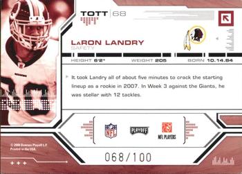 2008 Playoff Absolute Memorabilia - Tools of the Trade Red Spectrum #TOTT 68 LaRon Landry Back