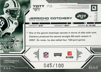 2008 Playoff Absolute Memorabilia - Tools of the Trade Red Spectrum #TOTT 73 Jerricho Cotchery Back