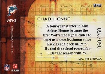 2008 Playoff Absolute Memorabilia - War Room #WR-3 Chad Henne Back