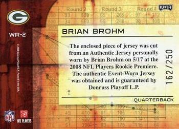 2008 Playoff Absolute Memorabilia - War Room Materials #WR-2 Brian Brohm Back