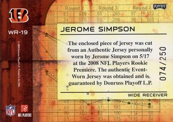 2008 Playoff Absolute Memorabilia - War Room Materials #WR-19 Jerome Simpson Back