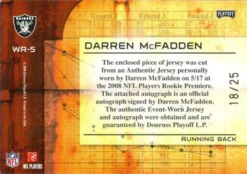 2008 Playoff Absolute Memorabilia - War Room Materials Autographs #WR-5 Darren McFadden Back