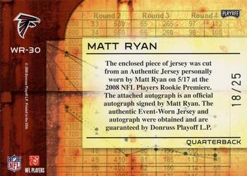 2008 Playoff Absolute Memorabilia - War Room Materials Autographs #WR-30 Matt Ryan Back