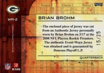 2008 Playoff Absolute Memorabilia - War Room Materials Oversize Jersey Number #WR-2 Brian Brohm Back