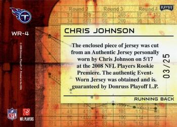 2008 Playoff Absolute Memorabilia - War Room Materials Oversize Jersey Number #WR-4 Chris Johnson Back
