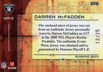 2008 Playoff Absolute Memorabilia - War Room Materials Oversize Jersey Number #WR-5 Darren McFadden Back
