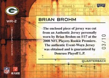 2008 Playoff Absolute Memorabilia - War Room Materials Oversize Jersey Number Prime #WR-2 Brian Brohm Back