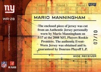 2008 Playoff Absolute Memorabilia - War Room Materials Oversize Spectrum Prime #WR-28 Mario Manningham Back